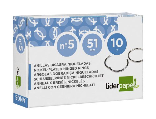 Argolas niqueladas, n. 5, 51 m m, caixa com 10 unidades , Liderpapel , 407 , 8423473004078